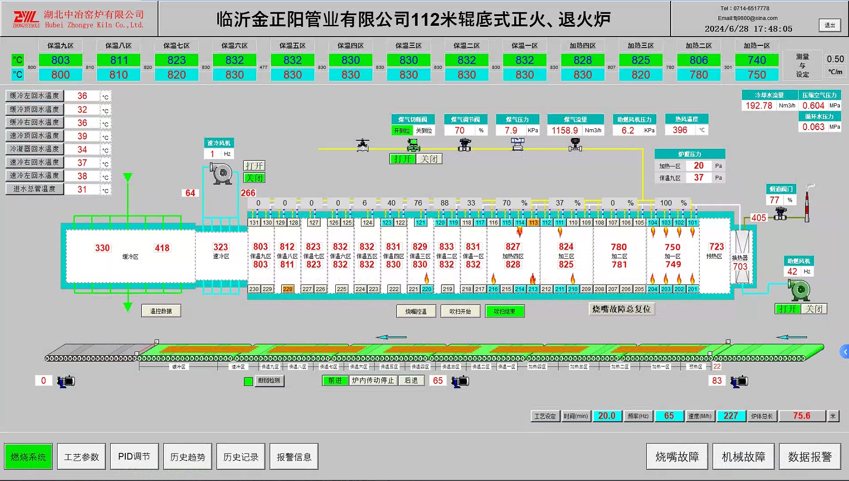 金正陽112m輥底式正火、退火爐控制系統(tǒng)